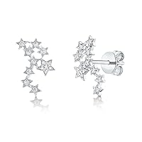 Created Round Cut White Diamond 925 Sterling Silver 14K White Gold Over Diamond Star Constellation Stud Earring for Women's & Girl's