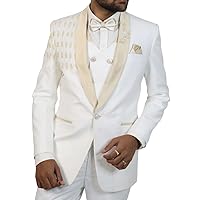 Luxurious Off-White Hand Embroidered Tuxedo Set for Men TX011312 Off-White