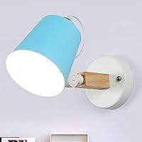 E26/E27 Wall Sconce Light Fixture,Wooden Adjustable Wall Sconce Lighting Fixture, Bedroom Bedside Wall Lamp Metal and Wood Bathroom Vanity Mirror Lighting Fixtures (Color : Blue)