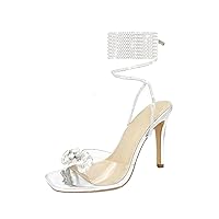 Women's Sparkly Rhinestones Strappy Crystal Bows Shine Heels for Women Sandals