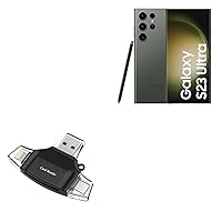 BoxWave Smart Gadget Compatible with Samsung Galaxy S23 Ultra - AllReader SD Card Reader, microSD Card Reader SD Compact USB for Samsung Galaxy S23 Ultra - Jet Black