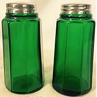 Salt & Pepper Shaker Set - Paneled Pattern - Mosser Glass - American Made (Hunter Green)