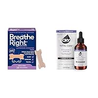 Breathe Right Extra Strength Lavender Scent Tan Nasal Strips for Snoring Relief & Nasal Congestion + Oxy Total Care Hydrating Vitamin C Serum for Acne Treatment & Skin Brightening, 1oz