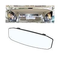 Car Rear View Mirror, 12 Inch Car Interior Panoramic Convex Rearview Mirror, Clip-On HD Wide Angle Extended Curved Mirror, Reduce Blind Spot Effectively, Universal Car Accessories (Irregular White)