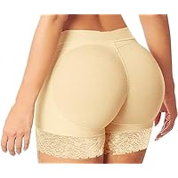 Women Lace Padded Seamless Butt Hip Enhancer Shaper Panties Underwear, Beige, (US Size 6-8) L
