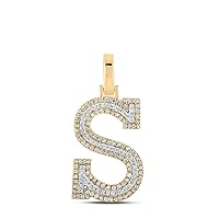 The Diamond Deal 10kt Two-tone Gold Womens Round Diamond S Initial Letter Pendant 3/8 Cttw