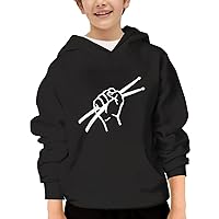Unisex Youth Hooded Sweatshirt Drummer Sticks Cute Kids Hoodies Pullover for Teens