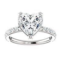 3.40 CT Heart Colorless Moissanite Engagement Ring for Women/Her, Wedding Bridal Ring Sets, Eternity Sterling Silver Solid Gold Diamond Solitaire 4-Prong Set for Her