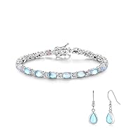 FANCIME Sterling Silver Moonstone Tennis Bracelets Dangle Earrings Fine Jewelry Birthday Jewelry Gifts for Women Mom Daughter