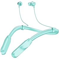 Long-Lasting Neckband Bluetooth Headphones with 120 Hours Playtime, Sports Sweatproof Earphones in Light Green, with Microphone for Running and Wireless Bluetooth Connectivity