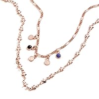 Alex and Ani A20ENMOONSR,Crescent Moon 19 in. Layered Necklace,Shiny Rose Gold,Blue/Black, Necklaces