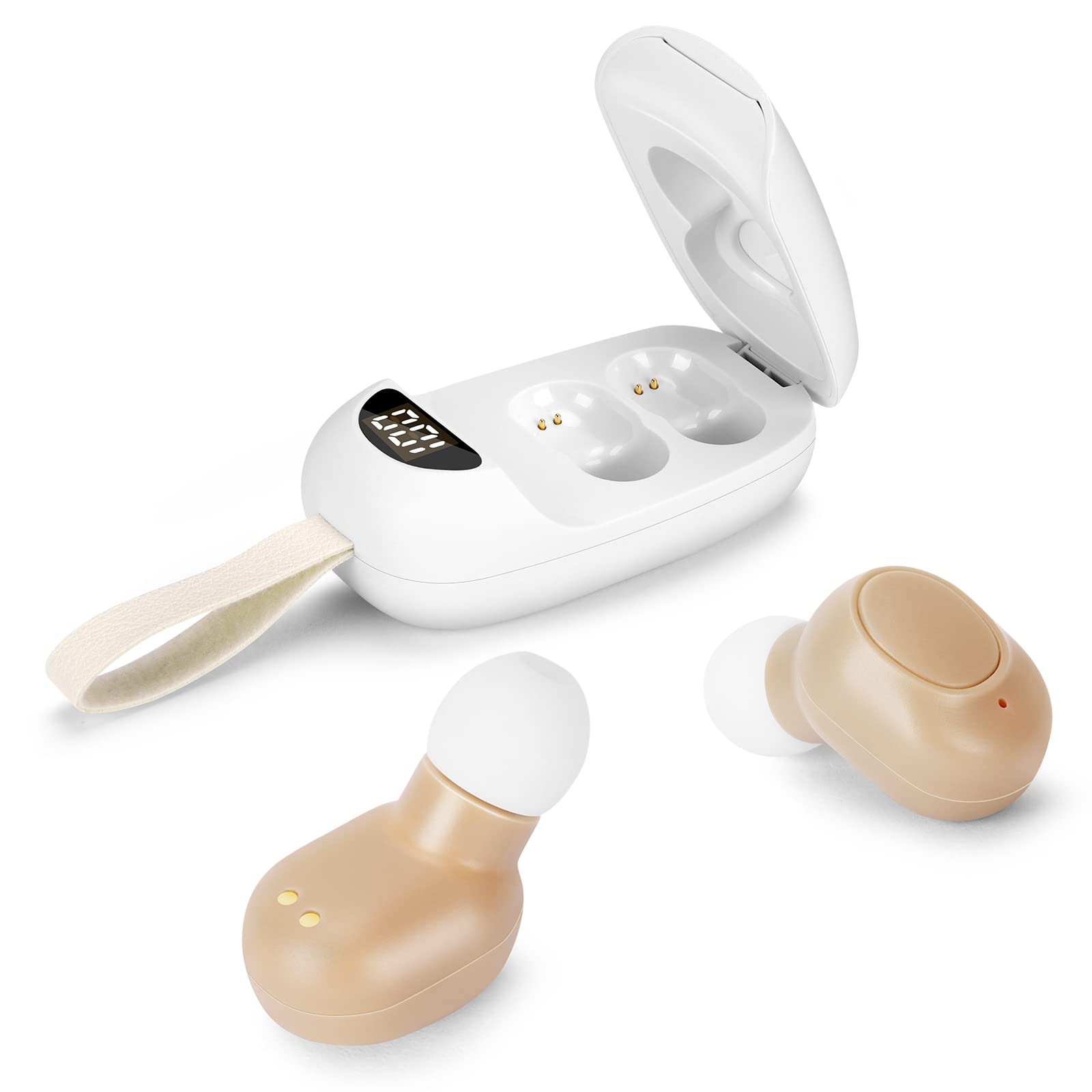 Rechargeable Hearing Aids for Seniors & Adults with Noise Cancelling,Digital Hearing Amplifier with Into Ear No Squealing,Magnetic Contact Charging Box with LED Power Display