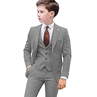 Boys Suit 3 Piece Slim Fit Kids Suit Single Breasted Formal Wedding Suit Set Blazer Vest Pants