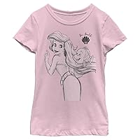 Disney Little, Big Princesses Ariel and Flounder Girls Short Sleeve Tee Shirt