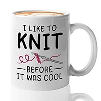 Knitter Coffee Mug 11oz White - I like to knit - Knitter Gifts for Women Knitting Yarn Crocheting Gifts for Knitters and Crocheters Craft