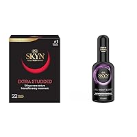 SKYN Extra Studded Non-Latex Condoms 22 Count Box and SKYN All Night Long Premium Silicone Lubricant 2.7 oz