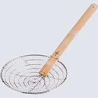 Tezzorio Stainless Steel Spider Strainer Coarse Mesh Skimmer with Natural Bamboo Handle, Skimmer Ladle for Cooking and Frying (12-Inch Strainer Basket), Perfect for Home Cooks and Professional Chefs!