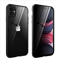 Guppy Compatible with iPhone 12 Pro Max Magnetic Case with Built in Privacy Screen Protector Anti Spy Tempered Glass Slim Metal Aluminum Shockproof Cover Hard Drop Proof Protective 6.7 inch Black