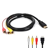 HDMI to RCA Cable, 5ft/1.5m, HDMI to 3RCA Video Audio AV Cable Connector Adapter Cable Transmitter, for TV HDTV DVD