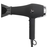 L'ANGE HAIR Soleil Professional Hair Dryer | 3 Heat Settings & 2 Airflow Settings | Cool Shot Locks-in Style | Professional Length Cord | Best Lightweight Hair for Smooth Blowouts (Black)