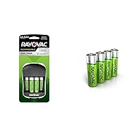 Rayovac AA and AAA Batteries, Double A and Triple A Rechargeable Batteries with Battery Charger, 2 Count Each & Rechargeable AA Batteries, Rechargeable Double A Batteries (4 Count)