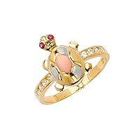 Sonia Jewels 14k Yellow White and Rose Three Color Gold Cubic Zirconia CZ Turtle Ring/Half Set