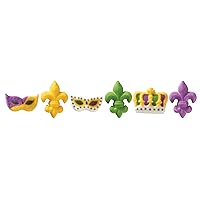 Lucks Dec-Ons Molded Sugar Cupcake Topper, Mardi Gras Party, 7/8-1 1/4 Inch, 120 Count