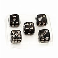 Skull Dice Set 18mm Black & Silver - 6 Sided dice (Set of 5)