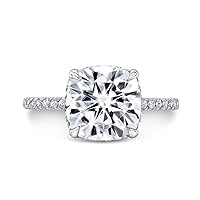 Riya Gems 3.50 CT Cushion Moissanite Engagement Ring Colorless Wedding Bridal Solitaire Halo Bazel Solid Sterling Silver 10K 14K 18K Solid Gold Promise Ring Gift