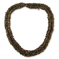 NOVICA Handmade Tigers Eye Long Beaded Necklace Brown India [48 in L x 0.4 in W] 'Honeysuckle'
