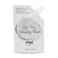 Primal Elements Face Mask, Clay Mud Facial Treatment, Multi-Use Package, Sea Clay Cleansing, 1.18 Oz