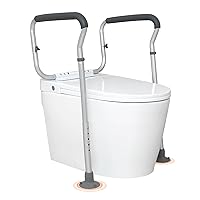 VEVOR Toilet Safety Rail, Bathroom Toilet Seat Safety Frame, Adjustable Width & Height Fit Most Toilets, 300lbs Capacity, Medical Toilet Handles with Padded Armrests for Handicap, Elderly, Disabled
