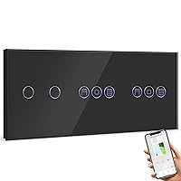 BSEED Alexa Switch with Shutter Switch, 2-Way WiFi Touch Switch, Remote Control with Smart Life App, Double Smart Roller Shutter Switch Works with Alexa and Google Home, Black WiFi Blind Switch