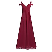 ACSUSS Women's Floor Length Off Shoulder Sweetheart Split Hem Flowy Chiffon Evening Dress