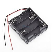 Battery Storage Case Plastic 4 x AA Box Holder Black with 6