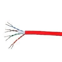 Monoprice 1000FT Cat 6 Bulk Bare Copper Ethernet Network Cable UTP, Solid, Plenum Jacket (CMP), 550MHz, 23AWG - Red - GENERIC (113736)