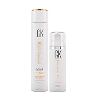 GK HAIR Global Keratin Leave in Conditioner Cream For Detangling Smoothing Strengthening 130ml - Moisturizing Shampoo for Color Treated Dry Damage Curly Frizzy Thinning 300ml