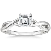 JEWELERYIUM 1 CT Asscher Cut Colorless Moissanite Engagement Ring, Wedding/Bridal Ring Set, Halo Style, Solid Sterling Silver, Anniversary Bridal Jewelry, Gorgeous Birthday Gift for Wife