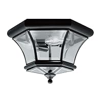 7053-04 Monterey Light Outdoor/Indoor Black Finish Solid Brass Flush Mount with Clear Beveled Glass