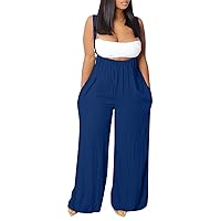 Plus Size Jumpsuits for Women Dressy One Piece Wide Leg Jumpsuits Sexy Halter Rompers Summer Linen formal Jumpsuit