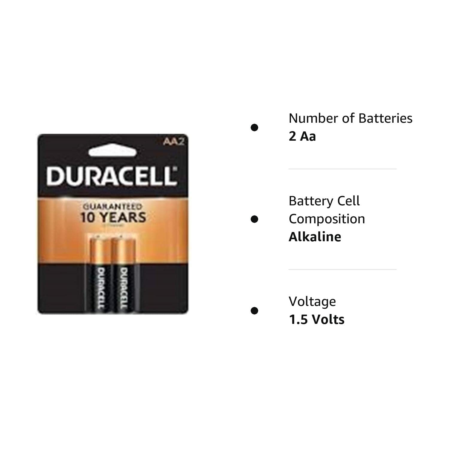 Duracell AA Alkaline Batteries 1.5v (2 Pack) MN1500 (LR6)