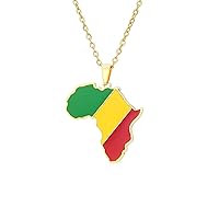 Fashion Republic of Congo Flag Pendant Necklace Women Men Jewelry Hip-Hop Africa Map Pendant Necklace Student Sweater