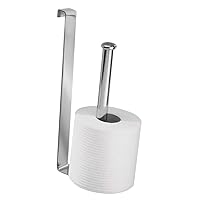 iDesign Stainless Steel Over The Tank Holder Compact Organizer Caddy Holds 2 Rolls of Toilet Paper, 2