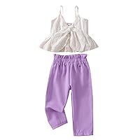 New Born Wrapping Blanket Toddler Kids Infant Newborn Girls Sleeveless Vest Tops Solid Pants Outfits Set 2PCS Long Crop Top (White, 2-3 Years)