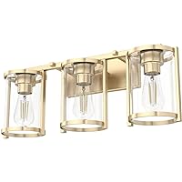 Hunter - Astwood 3-light Alturas Gold, Medium Size Vanity Light, Dimmable, Caged Style, Cylinder Shaped, for Bedrooms, Kitchens, Foyers, Bathrooms - 48006