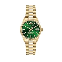 Caribe Ladies Watch, Time and Date, Analogue - 31mm, Golden, Bracelet