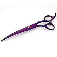 Household Stainless Steel Barber Scissors Set Direct Scissors Teeth Scissors Curved Scissors Bangs Thin Scissors Beauty Salon Scissors 紫色下弯