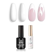 Beetles Gel Nail Polish with Swirl Nail Art Gel Liner, White Color Soak Off Gel Polish for Nail Art Manicure Salon Design Decoration at Home Nail Lamp Needed