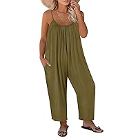 RITERA Plus Size Romper For Women Sleeveless Jumpsuits Adjustable Strap Long Wide Leg Pant Side Pocket Dressy Flowy XL-5XL