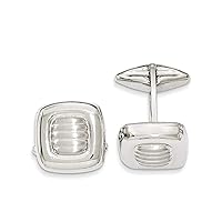 925 Sterling Silver Polished and Satin Squares Cuff Link Jewelry for Men